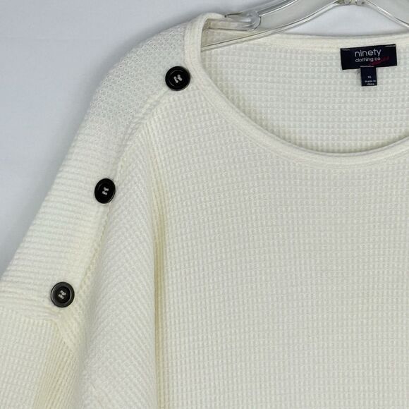 Ninety Clothing Co XL Ivory Knit Sweater Relaxed With Button Accents - Picture 14 of 16